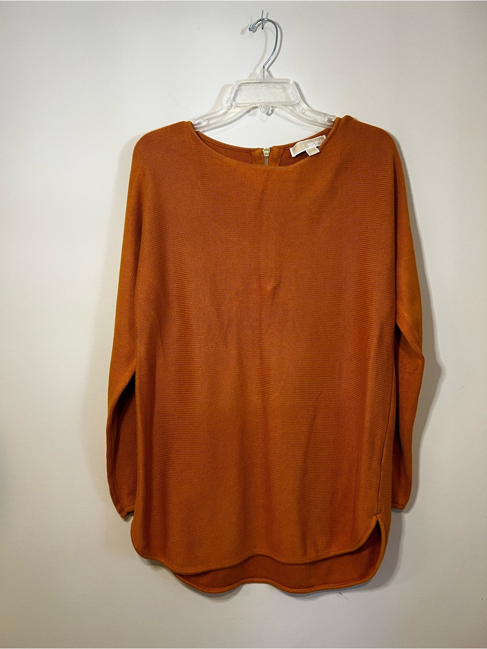 MICHAEL Michael Kors Long Sleeve Round Neck Knit Sweater Zipper Back Sz Large